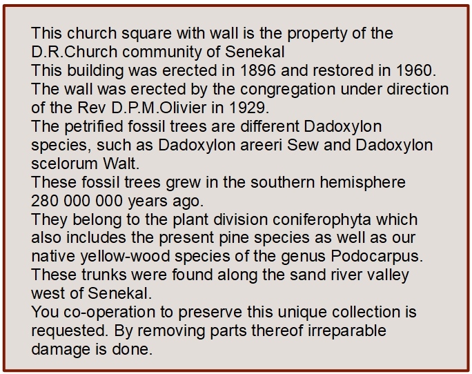 Senekal petr tree plaque